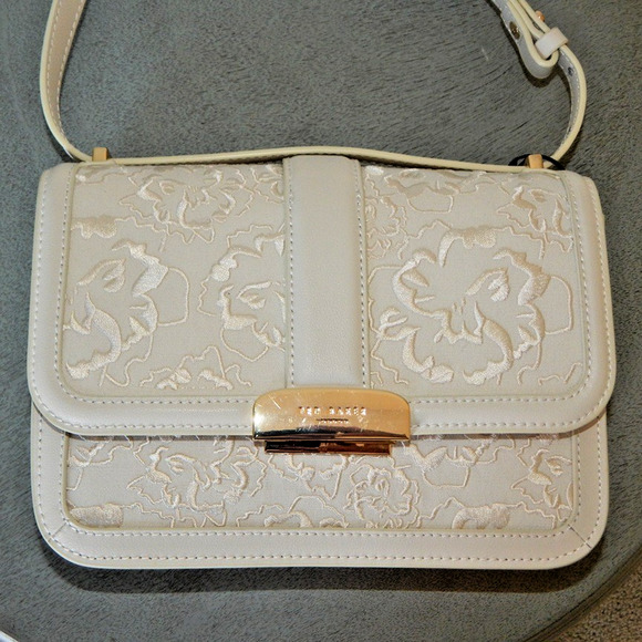 TED BAKER London Ginn Marie Floral Embroidered Crossbody Shoulder Bag Ivory NWT - Picture 10 of 14